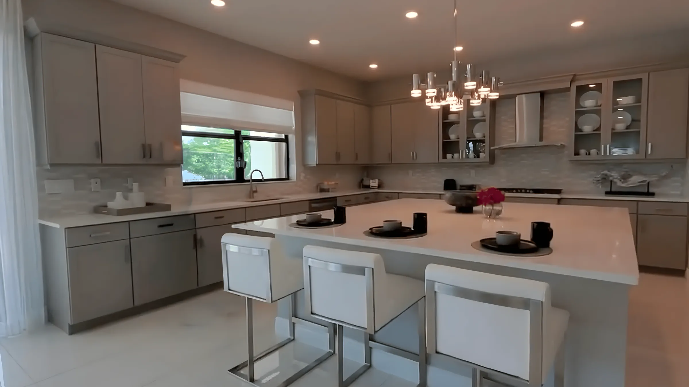 Chef's kitchen with Silestone countertops and stainless steel appliances